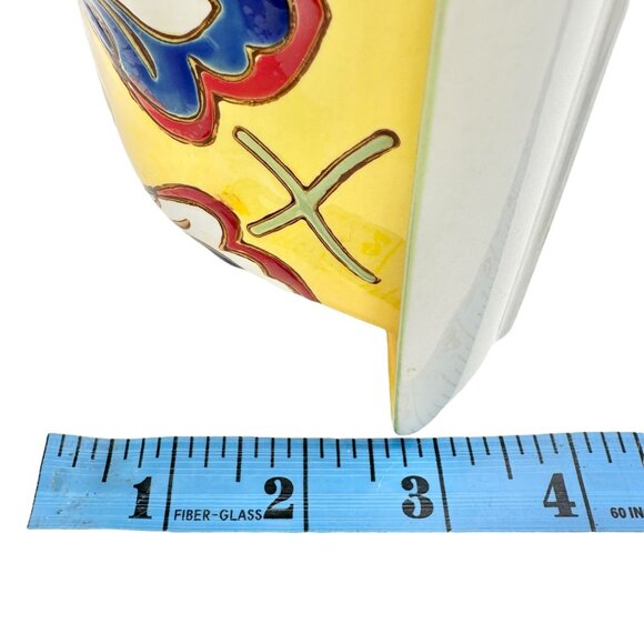 Dutch Wax Handpainted Ceramic Covered Butter Dish Square Yellow Colorful Vibrant - Picture 11 of 11